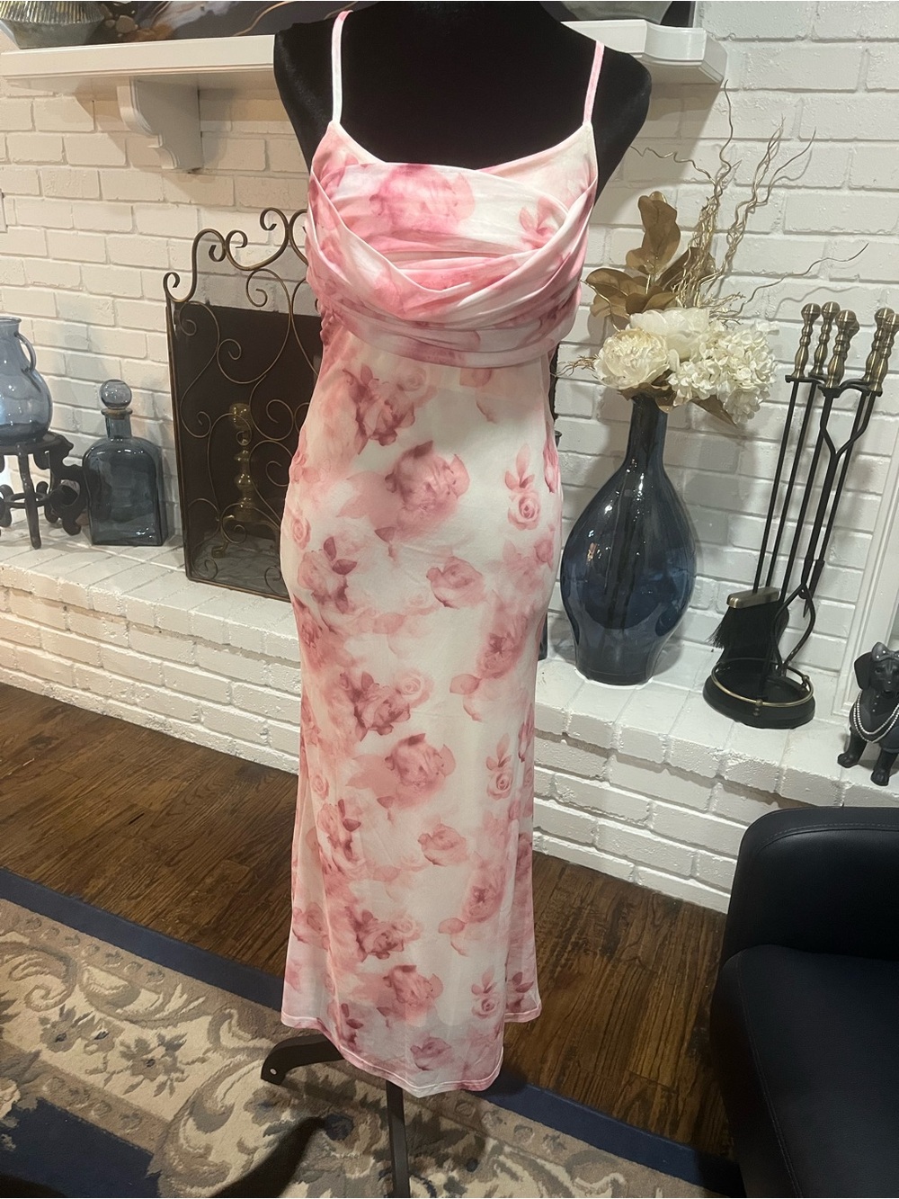 SHEIN Pink Floral Maxi Dress